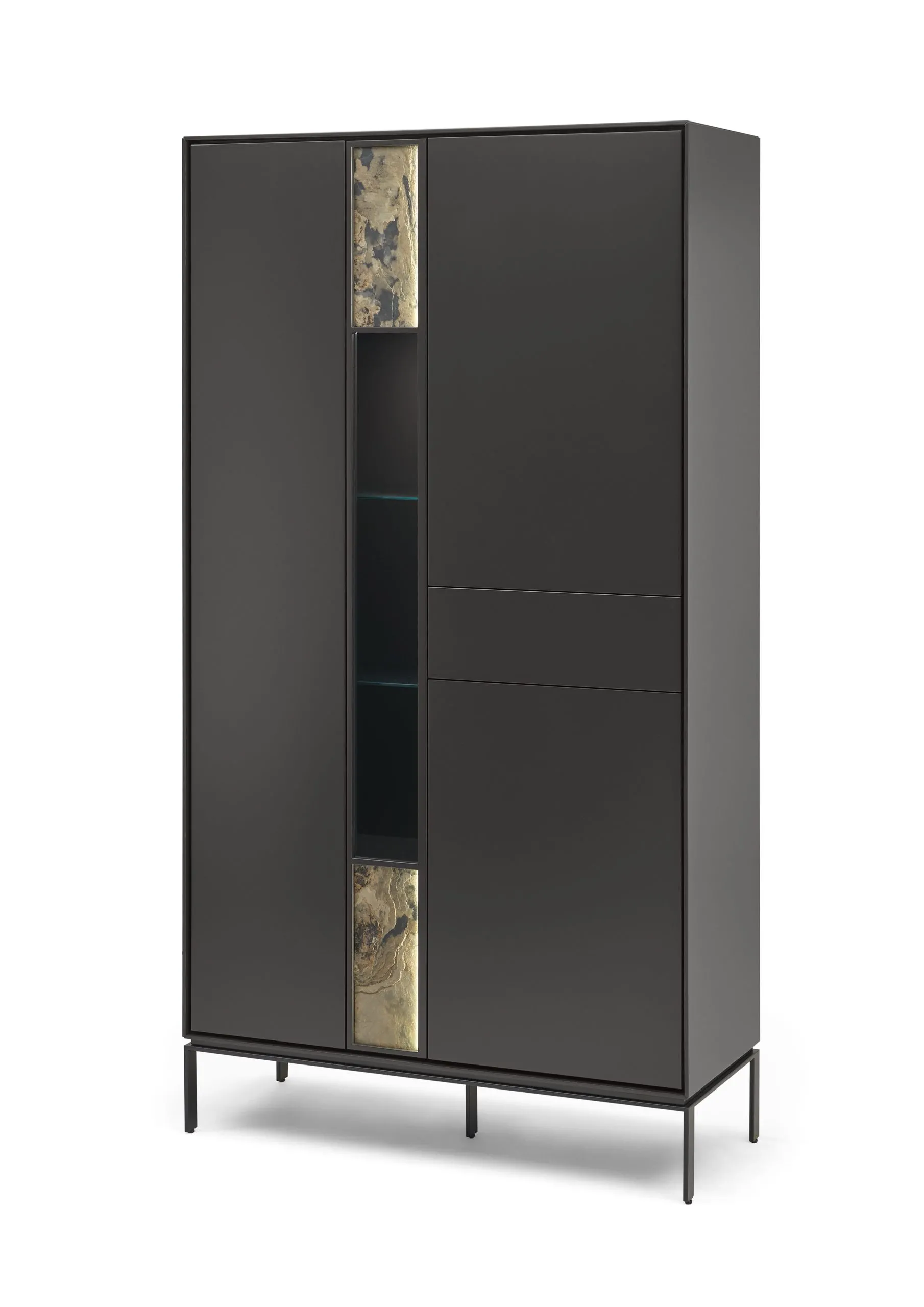 Vitrine WK 480 Framento Lack schwarz | ca. 110 x 185x 45 cm