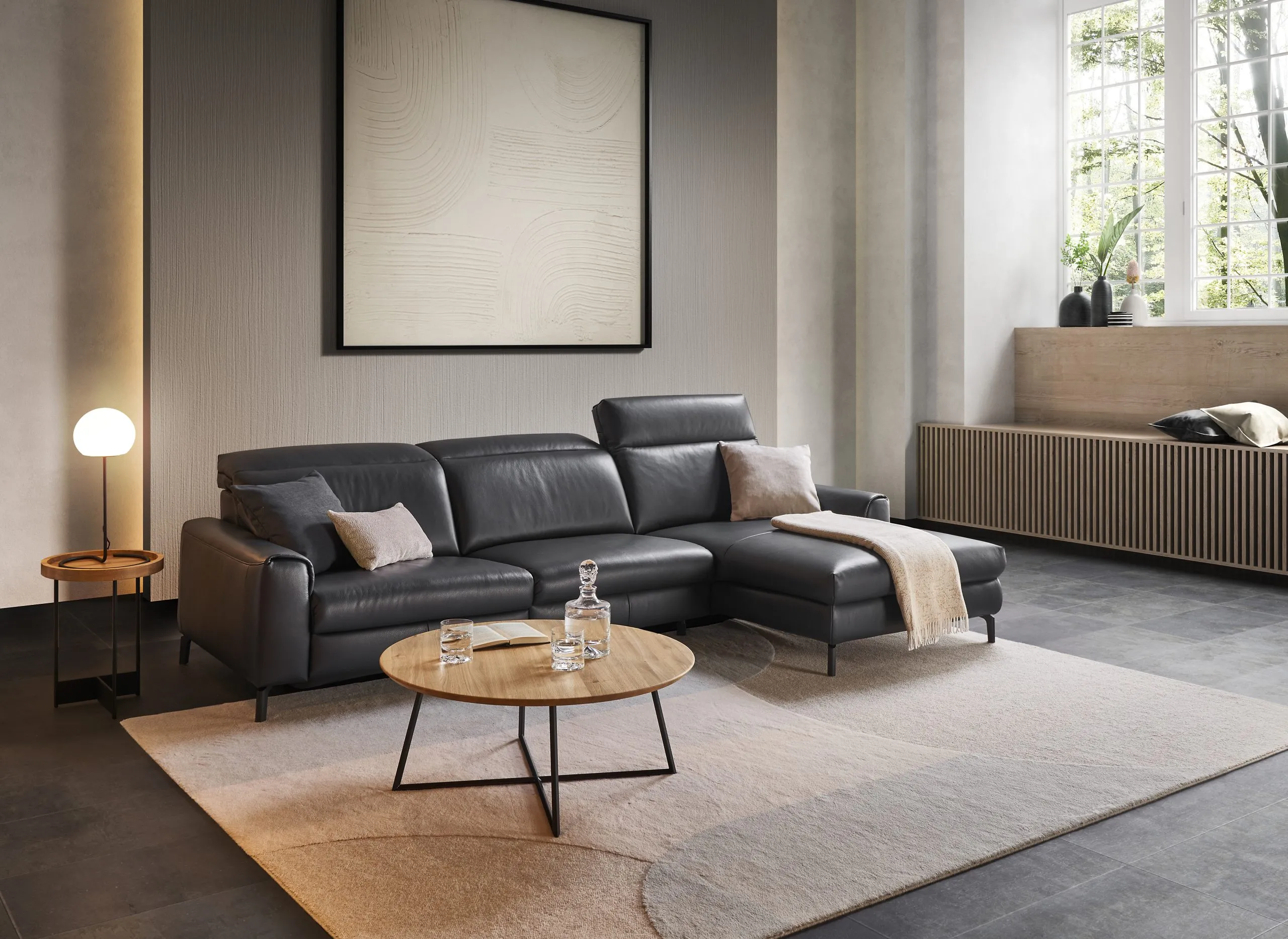 Wohnlandschaft WK 660 Venosa Longchair rechts | schwarz | CL280