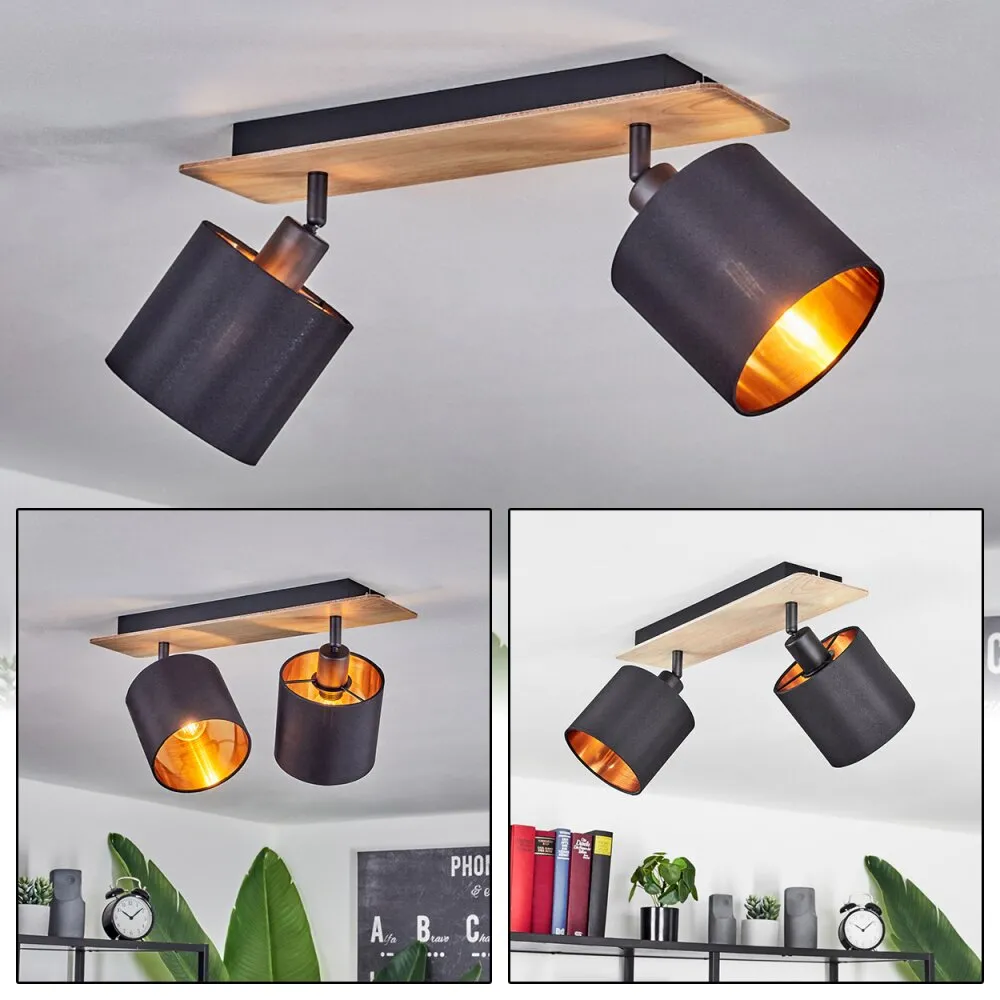 Alsen Deckenleuchte Holz hell, Schwarz, 2-flammig H3581261