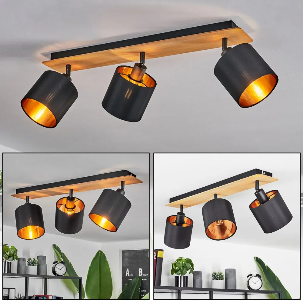 Alsen Deckenleuchte Naturfarben, Schwarz, 3-flammig H3581353