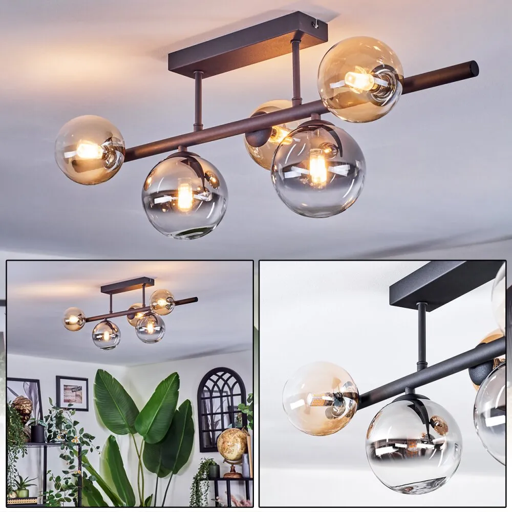 Chehalis Deckenleuchte Glas 10 cm, 12 cm Schwarz, 5-flammig H9008286