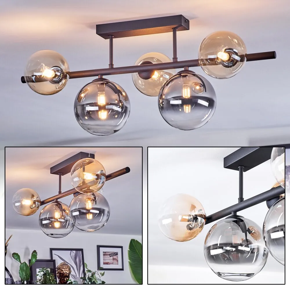 Chehalis Deckenleuchte Glas 12 cm, 15 cm Schwarz, 5-flammig H9006220