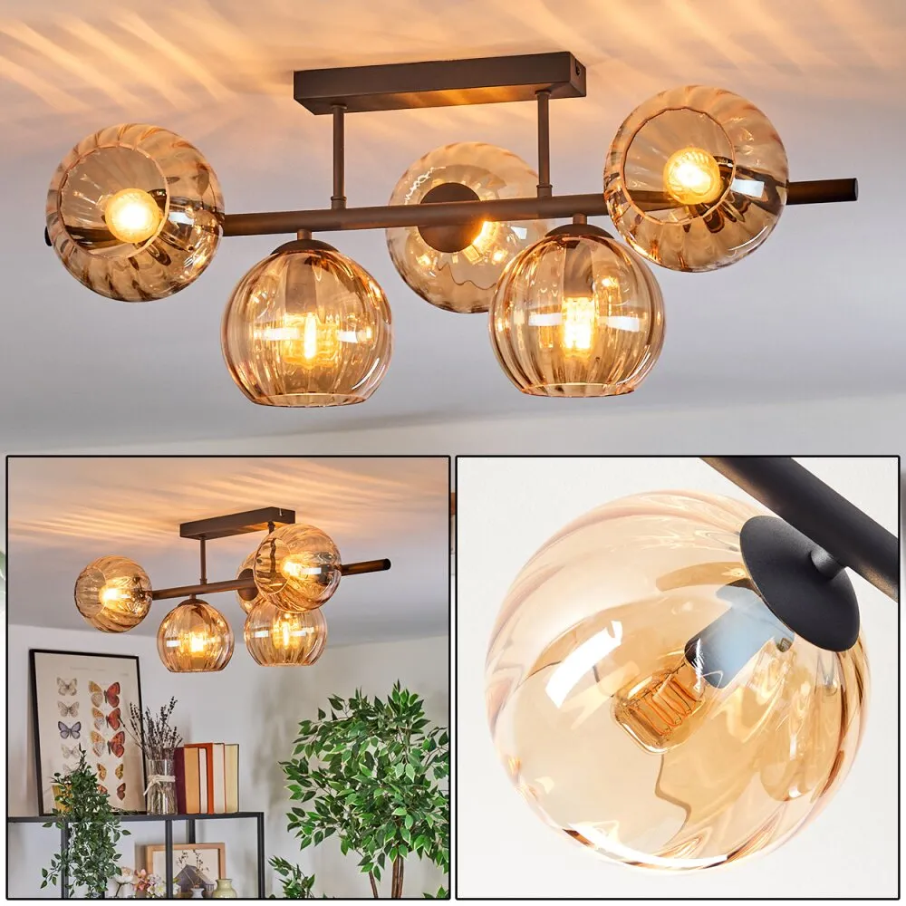 Koyoto Deckenleuchte Glas 15 cm Schwarz, 5-flammig H9001140