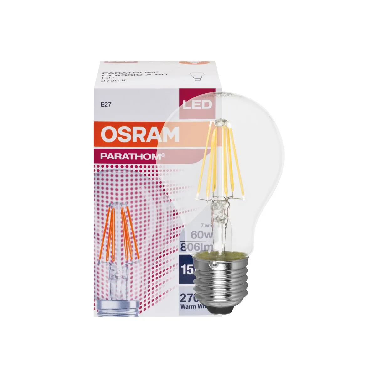 LED-Filament-Lampe E27 PHARATHOM RETROFIT AGL-Form 6,5W klar 806lm 2700K