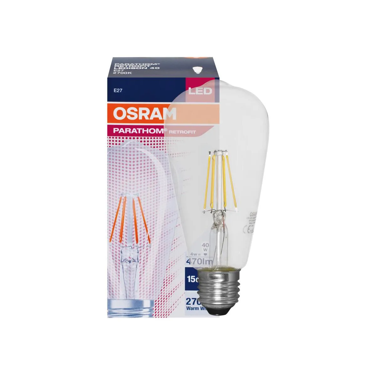 LED-Filament-Lampe, PHARATHOM RETROFIT, Edison-Form, klar, E27/4W, 470 lm