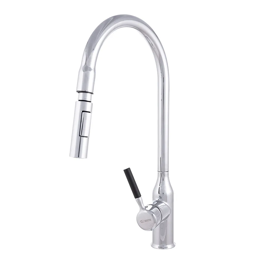 Küchenarmatur aus Messing / Zink, verchromt, Heiß-Kaltwasser, Schläuche, hoher Auslauf, Einhebelgriff [QLI-FA-9719]