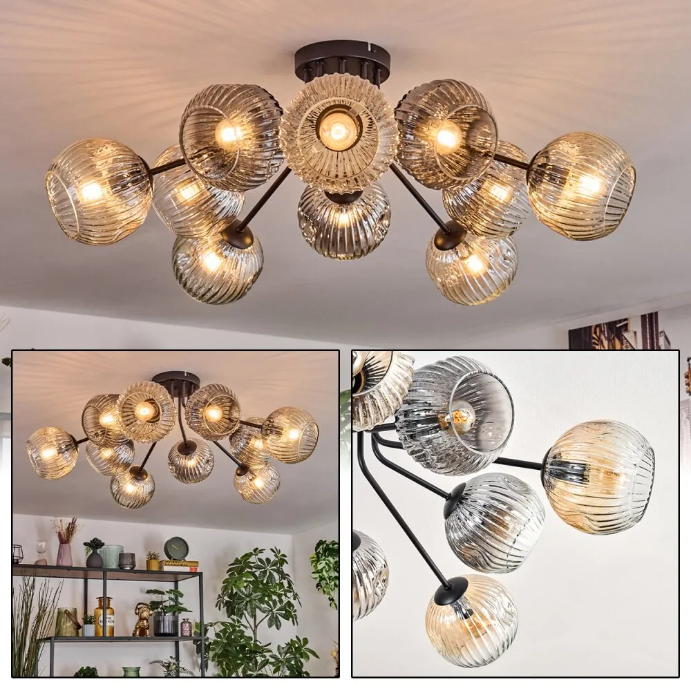 Ripoll Deckenleuchte Glas 15 cm Bernsteinfarben, Klar, Rauchfarben, 10-flammig H3970331