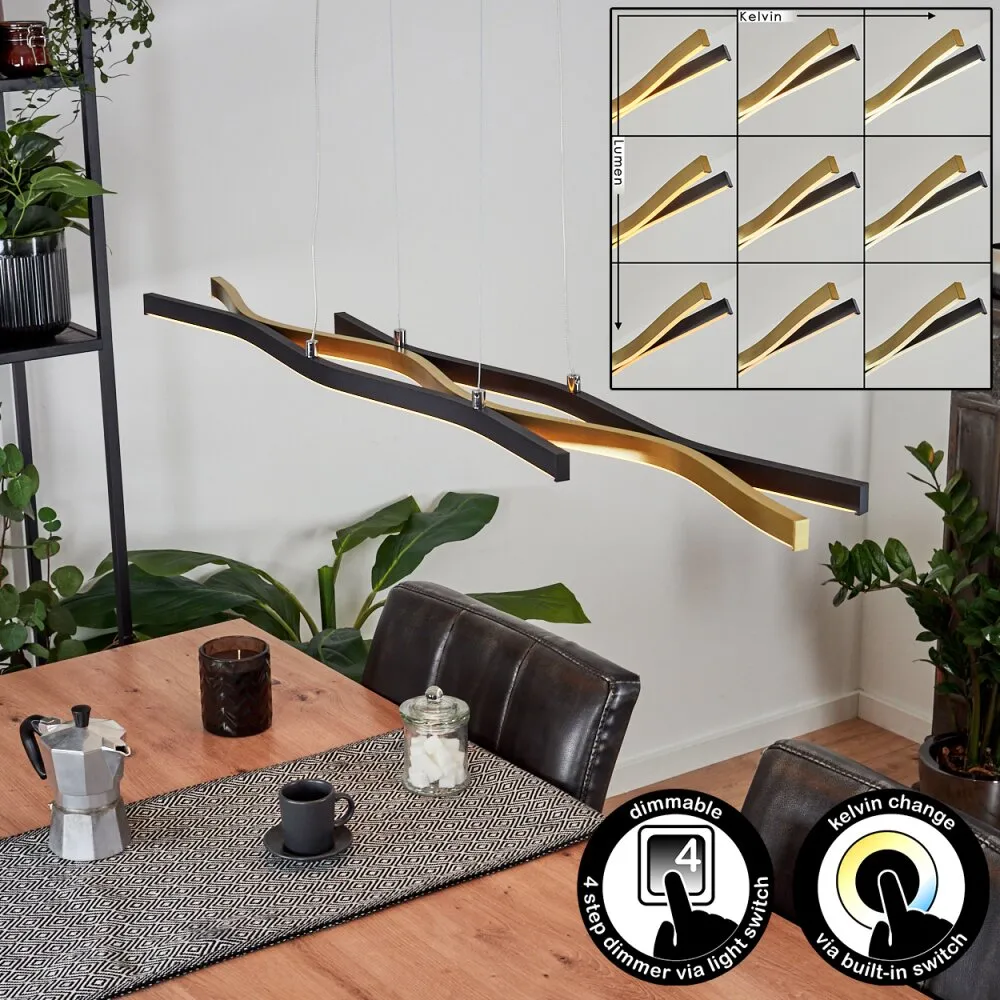 Serlande Pendelleuchte Gold, Schwarz, 1-flammig