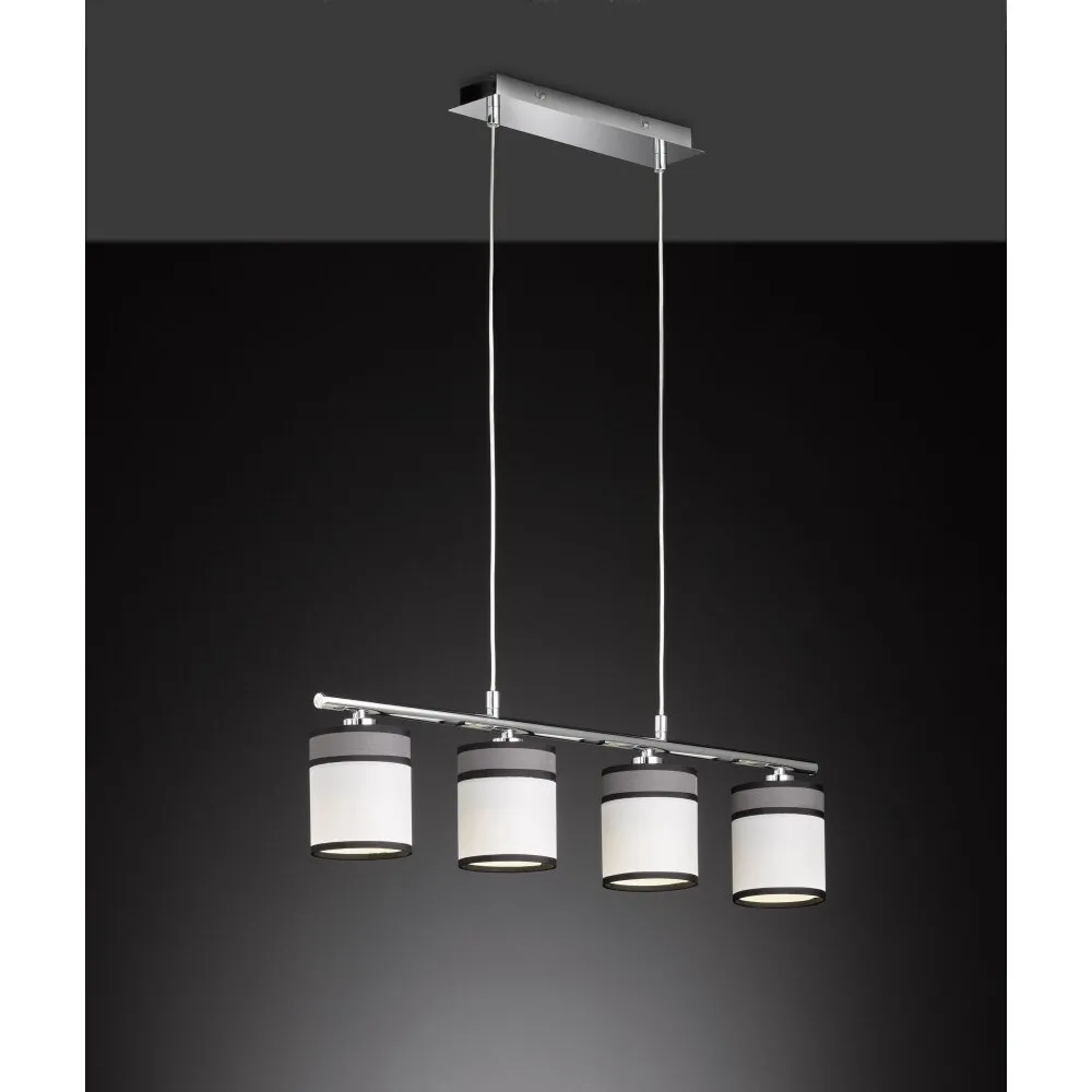 Wofi Leuchten DAVIE Pendelleuchte Chrom, 4-flammig 11588