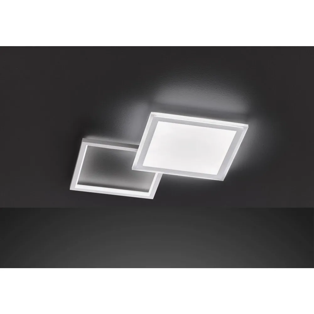 Wofi Leuchten ZENIT Deckenleuchte LED Aluminium gebürstet, 2-flammig, Fernbedienung